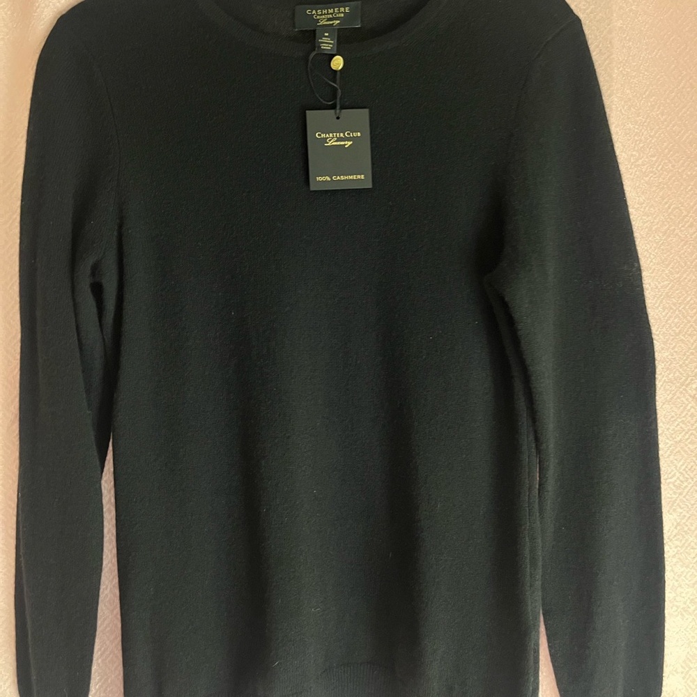 Charter Club Women's Black Cashmere Crewneck Sweater